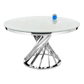 Стол стеклянный Giro White, Основной цвет: Белый/Хромированный металл, Диаметр: 1300, Высота: 740, Вес: 66,3, Артикул: 11395post-test