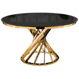 Стол стеклянный Giro Black, Основной цвет: Черный/Золотой, Диаметр: 1300, Высота: 740, Вес: 66,3, Артикул: 11642post-test