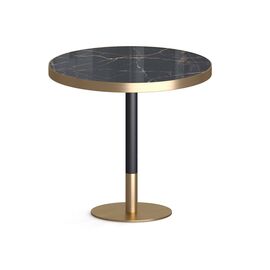 Кофейный стол DUET TL-01, Основной цвет: черный-золотой, Ширина: 800, Глубина: 800, Высота: 750, Материал столешницы: фарфорово-мраморная, Материал ножек: металл с порошковым покрытиемpost-test