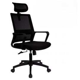 Кресло Riva Chair Mint RCH P1029H, Основной цвет: Черный, Ширина: 600, Глубина: 520, Высота: 1140, Максимальная высота: 1240, Материал спинки: Сетка, Материал сидушки: Ткань, Материал крестовины: Пластик, Механизм качания: Газпатрон 100, Подголовник: Да, Пятилучье материал: пятилучье, d640, черныйый пластик, Рекомендованная максимальная нагрузка: 120, Ролики: Ø60 PU, Цвет крестовины: Черный, Артикул: P1029HBEpost-test