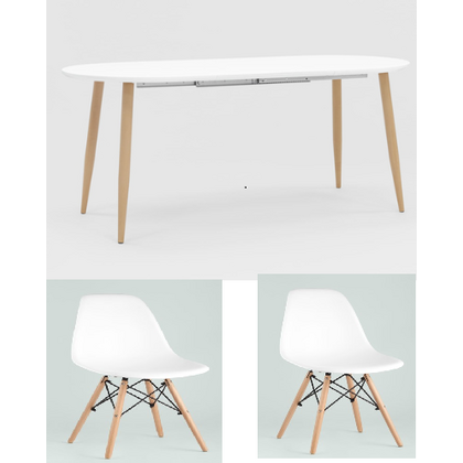 Обеденная группа стол Берген 120-180*80, 4 стула Эймс Стайл ДСВ (Eames Style DSW), Основной цвет: Белыйpost-test