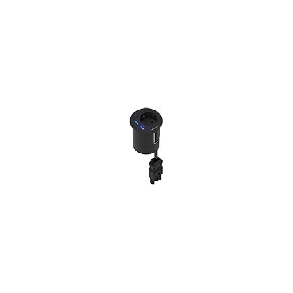Модуль Атом (ATOM): 1 розетка + 2 ЮСБ (USB)-разъёма, Основной цвет: Чёрный, Ширина: 595, Высота: 79, Глубина: 7, Артикул: УА1С2У (UA1S2U)post-test