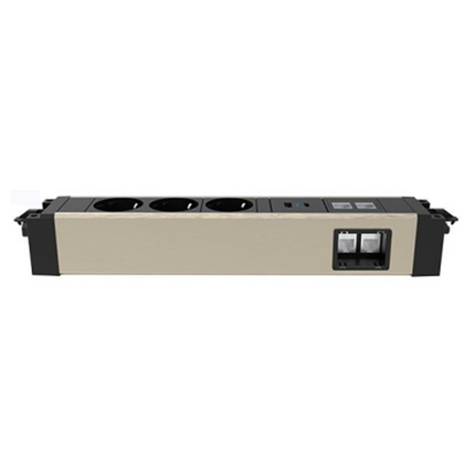 Блок поверхностного монтажа 3х220В+ЮСБ (USB) A/C 30Вт+2хRJ45, GST F/M, алюминий + черный (134205 БК (BK))post-test