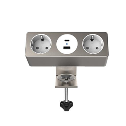 Блок на струбцине 2х220В+ЮСБ (USB) A/C 30Вт, кабель 3х1,5 с вилкой 2м, алюминий + белый (134403 ВТ (WT))post-test