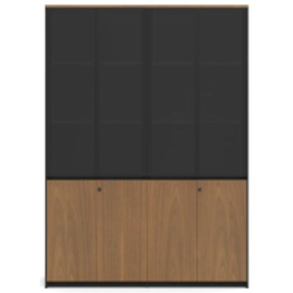 Шкаф для документов, 1592х400х2005, Основной цвет: W-12B/W-18B/W-24B+E-11 Black, Ширина: 1592, Высота: 2005, Глубина: 400, Артикул: E93-2.159040post-test