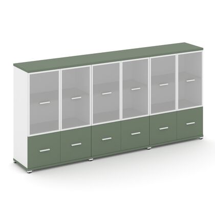 Концепт Шкаф 3 широкие секции 3 ниши 2500x420x1186, Основной цвет: Кобо/Белый Бриллиант/Металл Белый/сатин, Ширина: 2500, Высота: 1186, Глубина: 420, Максимальная ширина: 2500, Максимальная глубина: 420, Максимальная высота: 1186, Объем: 0,242, Бренд: РИВА ОООpost-test