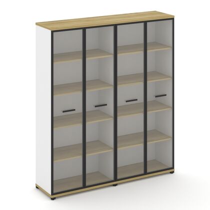 Концепт Шкаф 2 широкие секции 5 ниш 1668x420x1922, Основной цвет: Дуб Винченцо/Белый Бриллиант/Металл Черный/Прозрачный, Ширина: 1668, Высота: 1922, Глубина: 420, Максимальная ширина: 1668, Максимальная глубина: 420, Максимальная высота: 1922, Объем: 0,255, Бренд: РИВА ОООpost-test