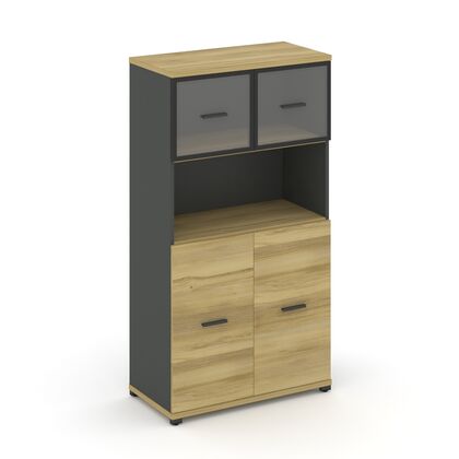 Концепт Шкаф 1 широкая секция, 4 ниши 836x420x1554, Основной цвет: Дуб Винченцо/Антрацит/Металл Антрацит/Прозрачный, Ширина: 836, Высота: 1554, Глубина: 420, Максимальная ширина: 836, Максимальная глубина: 420, Максимальная высота: 1554, Объем: 0,105, Бренд: РИВА ОООpost-test