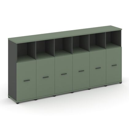 Концепт Шкаф 6 узких секций, 3 ниши 2500x420x1186, Основной цвет: Кобо/Антрацит/Металл Антрацит, Ширина: 2500, Высота: 1186, Глубина: 420, Максимальная ширина: 2500, Максимальная глубина: 420, Максимальная высота: 1186, Объем: 0,241, Бренд: РИВА ОООpost-test