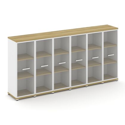 Концепт Шкаф 6 узких секций 3 ниши 2500x420x1186, Основной цвет: Дуб Винченцо/Белый Бриллиант/Металл Белый/Прозрачный, Ширина: 2500, Высота: 1186, Глубина: 420, Максимальная ширина: 2500, Максимальная глубина: 420, Максимальная высота: 1186, Объем: 0,275, Бренд: РИВА ОООpost-test