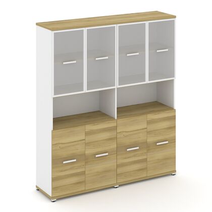 Концепт Шкаф 2 широкие секции 5 ниш 1668x420x1922, Основной цвет: Дуб Винченцо/Белый Бриллиант/Металл Белый/Сатин, Ширина: 1668, Высота: 1922, Глубина: 420, Максимальная ширина: 1668, Максимальная глубина: 420, Максимальная высота: 1922, Объем: 0,234, Бренд: РИВА ОООpost-test