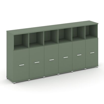 Концепт Шкаф 6 узких секций 3 ниши 2500x420x1186, Основной цвет: Кобо/Металл белый, Ширина: 2500, Высота: 1186, Глубина: 420, Максимальная ширина: 2500, Максимальная глубина: 420, Максимальная высота: 1186, Объем: 0,241, Бренд: РИВА ОООpost-test