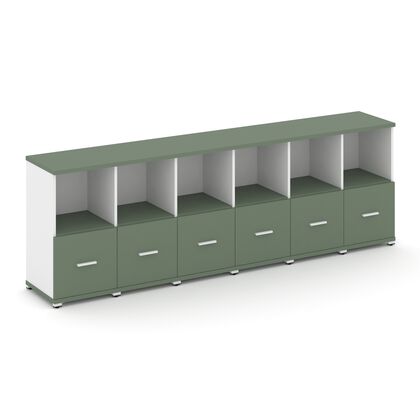 Концепт Шкаф 6 узких секций 2 ниши 2500x420x818, Основной цвет: Кобо/Белый Бриллиант/Металл Белый, Ширина: 2500, Высота: 818, Глубина: 420, Максимальная ширина: 2500, Максимальная глубина: 420, Максимальная высота: 818, Объем: 0,171, Бренд: РИВА ОООpost-test