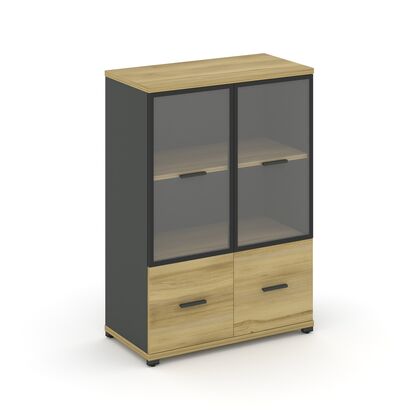 Концепт Шкаф 1 широкая секция, 3 ниши 836x420x1186, Основной цвет: Дуб Винченцо/Антрацит/Металл Антрацит/Прозрачный, Ширина: 836, Высота: 1186, Глубина: 420, Максимальная ширина: 836, Максимальная глубина: 420, Максимальная высота: 1186, Объем: 0,088, Бренд: РИВА ОООpost-test