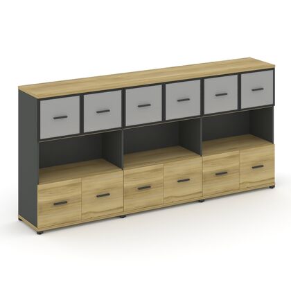 Концепт Шкаф 3 широкие секции, 3 ниши 2500x420x1186, Основной цвет: Дуб Винченцо/Антрацит/Металл Антрацит/Сатин, Ширина: 2500, Высота: 1186, Глубина: 420, Максимальная ширина: 2500, Максимальная глубина: 420, Максимальная высота: 1186, Объем: 0,224, Бренд: РИВА ОООpost-test