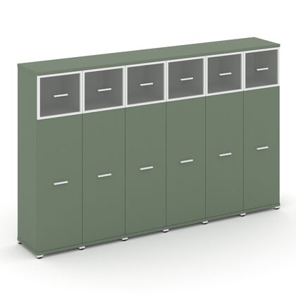 Концепт Шкаф 6 узких секций 4 ниши 2500x420x1554, Основной цвет: Кобо/Металл Белый/Прозрачный, Ширина: 2500, Высота: 1554, Глубина: 420, Максимальная ширина: 2500, Максимальная глубина: 420, Максимальная высота: 1554, Объем: 0,336, Бренд: РИВА ОООpost-test
