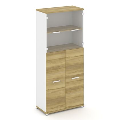 Концепт Шкаф 1 широкая секция 5 ниш 836x420x1922, Основной цвет: Дуб Винченцо/Белый Бриллиант/Металл Белый/Прозрачный, Ширина: 836, Высота: 1922, Глубина: 420, Максимальная ширина: 836, Максимальная глубина: 420, Максимальная высота: 1922, Объем: 0,098, Бренд: РИВА ОООpost-test