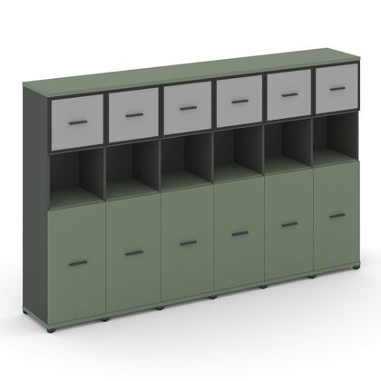 Концепт Шкаф 6 узких секций, 4 ниши 2500x420x1554, Основной цвет: Кобо/Антрацит/Металл Антрацит/Сатин, Ширина: 2500, Высота: 1554, Глубина: 420, Максимальная ширина: 2500, Максимальная глубина: 420, Максимальная высота: 1554, Объем: 0,318, Бренд: РИВА ОООpost-test