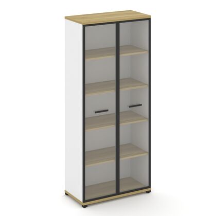 Концепт Шкаф 1 широкая секция 5 ниш 836x420x1922, Основной цвет: Дуб Винченцо/Белый Бриллиант/Металл Черный/Прозрачный, Ширина: 836, Высота: 1922, Глубина: 420, Максимальная ширина: 836, Максимальная глубина: 420, Максимальная высота: 1922, Объем: 0,136, Бренд: РИВА ОООpost-test