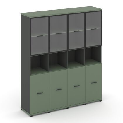Концепт Шкаф 4 узкие секции, 5 ниш 1668x420x1922, Основной цвет: Кобо/Антрацит/Металл Антрацит/Прозрачный, Ширина: 1668, Высота: 1922, Глубина: 420, Максимальная ширина: 1668, Максимальная глубина: 420, Максимальная высота: 1922, Объем: 0,262, Бренд: РИВА ОООpost-test