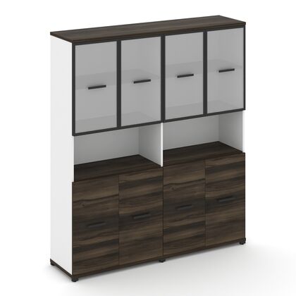 Концепт Шкаф 2 широкие секции 5 ниш 1668x420x1922, Основной цвет: Дуб Мали/Белый Бриллиант/Металл Черный/сатин, Ширина: 1668, Высота: 1922, Глубина: 420, Максимальная ширина: 1668, Максимальная глубина: 420, Максимальная высота: 1922, Объем: 0,234, Бренд: РИВА ОООpost-test