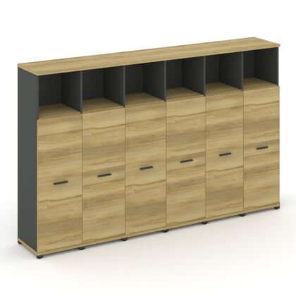 Концепт Шкаф 6 узких секций, 4 ниши 2500x420x1554, Основной цвет: Дуб Винченцо/Антрацит/Металл Антрацит, Ширина: 2500, Высота: 1554, Глубина: 420, Максимальная ширина: 2500, Максимальная глубина: 420, Максимальная высота: 1554, Объем: 0,31, Бренд: РИВА ОООpost-test