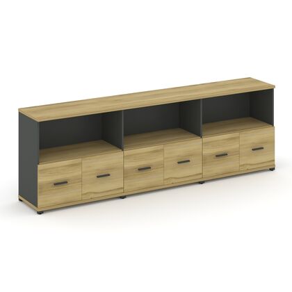 Концепт Шкаф 3 широкие секции, 2 ниши 2500x420x818, Основной цвет: Дуб Винченцо/Антрацит/Металл Антрацит, Ширина: 2500, Высота: 818, Глубина: 420, Максимальная ширина: 2500, Максимальная глубина: 420, Максимальная высота: 818, Объем: 0,153, Бренд: РИВА ОООpost-test