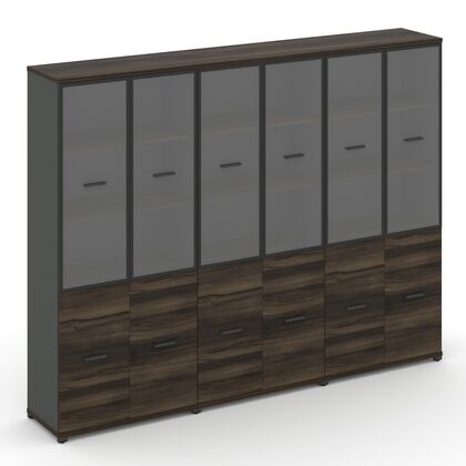 Концепт Шкаф 3 широкие секции, 5 ниш 2500x420x1922, Основной цвет: Дуб Мали/Антрацит/Металл Антрацит/Прозрачный, Ширина: 2500, Высота: 1922, Глубина: 420, Максимальная ширина: 2500, Максимальная глубина: 420, Максимальная высота: 1922, Объем: 0,368, Бренд: РИВА ОООpost-test