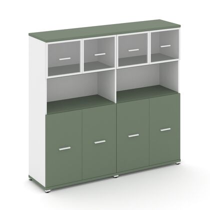 Концепт Шкаф 2 широкие секции 4 ниши 1668x420x1554, Основной цвет: Кобо/Белый Бриллиант/Металл Белый/прозрачный, Ширина: 1668, Высота: 1554, Глубина: 420, Максимальная ширина: 1668, Максимальная глубина: 420, Максимальная высота: 1554, Объем: 0,192, Бренд: РИВА ОООpost-test