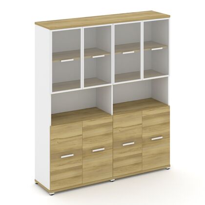 Концепт Шкаф 2 широкие секции 5 ниш 1668x420x1922, Основной цвет: Дуб Винченцо/Белый Бриллиант/Металл Белый/Прозрачный, Ширина: 1668, Высота: 1922, Глубина: 420, Максимальная ширина: 1668, Максимальная глубина: 420, Максимальная высота: 1922, Объем: 0,234, Бренд: РИВА ОООpost-test