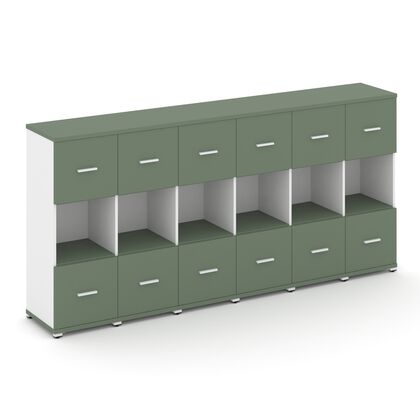 Концепт Шкаф 6 узких секций 3 ниши 2500x420x1186, Основной цвет: Кобо/Белый Бриллиант/Металл Белый, Ширина: 2500, Высота: 1186, Глубина: 420, Максимальная ширина: 2500, Максимальная глубина: 420, Максимальная высота: 1186, Объем: 0,246, Бренд: РИВА ОООpost-test