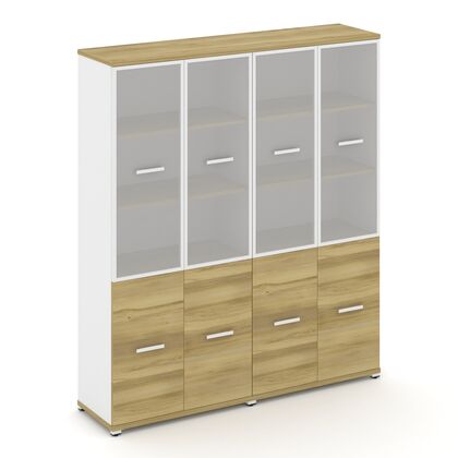 Концепт Шкаф 2 широкие секции 5 ниш 1668x420x1922, Основной цвет: Дуб Винченцо/Белый Бриллиант/Металл Белый/Сатин, Ширина: 1668, Высота: 1922, Глубина: 420, Максимальная ширина: 1668, Максимальная глубина: 420, Максимальная высота: 1922, Объем: 0,25, Бренд: РИВА ОООpost-test