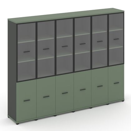 Концепт Шкаф 6 узких секций, 5 ниш 2500x420x1922, Основной цвет: Кобо/Антрацит/Металл Антрацит/Прозрачный, Ширина: 2500, Высота: 1922, Глубина: 420, Максимальная ширина: 2500, Максимальная глубина: 420, Максимальная высота: 1922, Объем: 0,41, Бренд: РИВА ОООpost-test