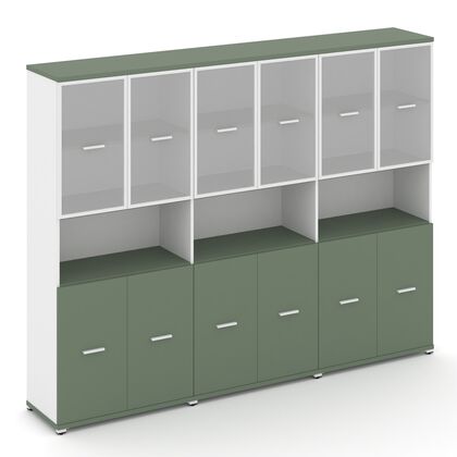 Концепт Шкаф 3 широкие секции 5 ниш 2500x420x1922, Основной цвет: Кобо/Белый Бриллиант/Металл Белый/сатин, Ширина: 2500, Высота: 1922, Глубина: 420, Максимальная ширина: 2500, Максимальная глубина: 420, Максимальная высота: 1922, Объем: 0,344, Бренд: РИВА ОООpost-test