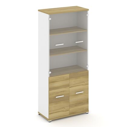 Концепт Шкаф 1 широкая секция 5 ниш 836x420x1922, Основной цвет: Дуб Винченцо/Белый Бриллиант/Металл Белый/Прозрачный, Ширина: 836, Высота: 1922, Глубина: 420, Максимальная ширина: 836, Максимальная глубина: 420, Максимальная высота: 1922, Объем: 0,094, Бренд: РИВА ОООpost-test