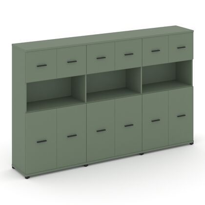 Концепт Шкаф 3 широкие секции 4 ниши 2500x420x1554, Основной цвет: Кобо/Металл Черный, Ширина: 2500, Высота: 1554, Глубина: 420, Максимальная ширина: 2500, Максимальная глубина: 420, Максимальная высота: 1554, Объем: 0,275, Бренд: РИВА ОООpost-test
