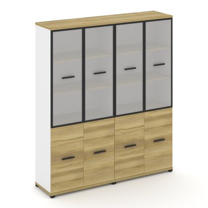Концепт Шкаф 2 широкие секции 5 ниш 1668x420x1922, Основной цвет: Дуб Винченцо/Белый Бриллиант/Металл Черный/сатин, Ширина: 1668, Высота: 1922, Глубина: 420, Максимальная ширина: 1668, Максимальная глубина: 420, Максимальная высота: 1922, Объем: 0,25, Бренд: РИВА ОООpost-test