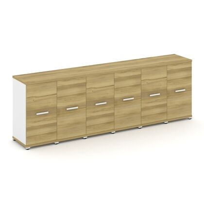 Концепт Шкаф 6 узких секций 2 ниши 2500x420x818, Основной цвет: Дуб Винченцо/Белый Бриллиант/Металл Белый, Ширина: 2500, Высота: 818, Глубина: 420, Максимальная ширина: 2500, Максимальная глубина: 420, Максимальная высота: 818, Объем: 0,185, Бренд: РИВА ОООpost-test