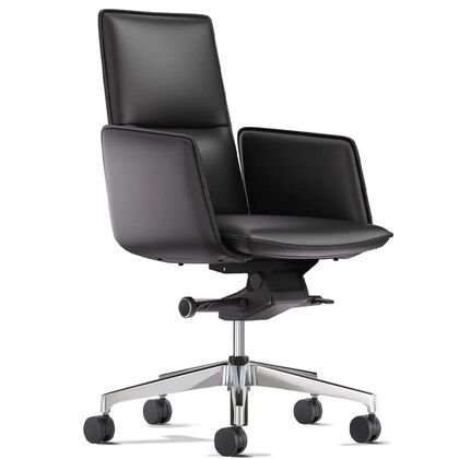 Кресло Ауленти 2/Aulenti II CAL63KC, Основной цвет: Черный TP-LZ11, Ширина: 629, Высота: 970, Глубина: 546, Материал сиденья: Кожа компаньон, Материал спинки: Кожа компаньон, Артикул для сайта: CAL63KCpost-test