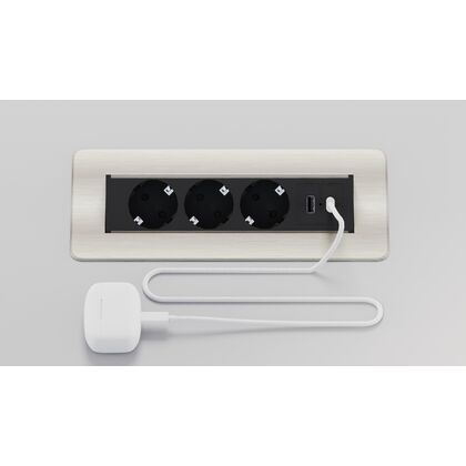 Блок розеток выдвижной горизонтальный 3 розетки USB-A USB-C 245x111x3, Основной цвет: Никель/Черный, Ширина: 245, Высота: 3, Глубина: 111, Максимальная ширина: 245, Максимальная глубина: 111, Максимальная высота: 3, Вес: 1,051, Объем: 0,004, Бренд: РИВА ООО, Артикул для сайта: G4703-2AC.Npost-test