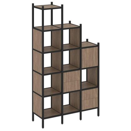 Лофт Прямой стеллаж 1278x446x2280, Основной цвет: Дуб Аризона/Металл черный, Ширина: 1278, Высота: 2280, Глубина: 446, Максимальная ширина: 1278, Максимальная глубина: 446, Максимальная высота: 2280, Объем: 0,336, Бренд: РИВА ООО, Артикул для сайта: VR.L-21post-test
