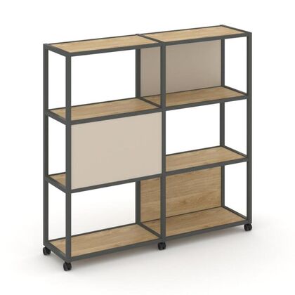 Шелф Мобайл Стеллаж 4 уровня 2 секции 1970x400x1523, Основной цвет: Тиквуд Светлый/Металл Антрацит/W-04, Ширина: 1970, Высота: 1523, Глубина: 400, Максимальная ширина: 1970, Максимальная глубина: 400, Максимальная высота: 1523, Объем: 0,216, Бренд: РИВА ООО, Артикул для сайта: VR.LT-STK-414.10post-test