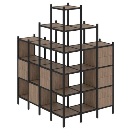 Лофт Угловой внешний стеллаж наборный 1694x1278x2280, Основной цвет: Дуб Аризона/Металл черный, Ширина: 1694, Высота: 2280, Глубина: 1278, Максимальная ширина: 1694, Максимальная глубина: 1278, Максимальная высота: 2280, Объем: 0,528, Бренд: РИВА ООО, Артикул для сайта: VR.L-56post-test