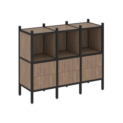Лофт Прямой стеллаж 1278x446x1047, Основной цвет: Дуб Аризона/Металл черный, Ширина: 1278, Высота: 1047, Глубина: 446, Максимальная ширина: 1278, Максимальная глубина: 446, Максимальная высота: 1047, Объем: 0,218, Бренд: РИВА ООО, Артикул для сайта: VR.L-07post-test
