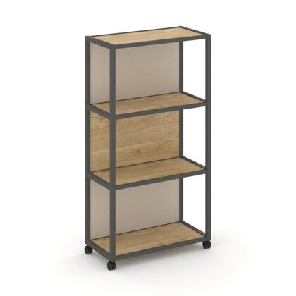 Шелф Мобайл Стеллаж 4 уровня 1 секция 1200x400x1523, Основной цвет: Тиквуд Светлый/Металл Антрацит/W-04, Ширина: 1200, Высота: 1523, Глубина: 400, Максимальная ширина: 1200, Максимальная глубина: 400, Максимальная высота: 1523, Объем: 0,097, Бренд: РИВА ООО, Артикул для сайта: VR.LT-STK-404.12post-test
