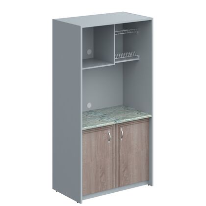 Шкаф для посуды 1030x600x2000, Основной цвет: Дуб Сонома/Металлик, Ширина: 600, Высота: 2000, Глубина: 1030, Материал: ЛДСП, Вес: 102,4, Объем: 0,209, Бренд: ТАЙПИТ-МК ООО, Артикул для сайта: SCB 120.3MTpost-test