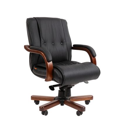 Офисное кресло ЧАИРМАН 653М/CHAIRMAN 653M 525х470х980/1040, Основной цвет: Чёрный, Ширина: 525, Диаметр крестовины мм (Мягкие кресла): 700, Высота: 980, Глубина: 470, Материал: Натуральная кожа/экокожа, Пятилучье форма: металлическая с деревянными накладками, Ролики: Стандарт BIFMA 5,1 (США), диаметр штока 11 мм, покрытие – полиуретан, Высота от пола до верхней части спинки, макс: 1040, Максимальная ширина: 525, Высота от пола до верхней части сиденья, мин: 495, Максимальная высота: 1040, Материал подлокотников: Деревянные с мягкими накладками, обитыми натуральной кожей/экокожей, Вес: 22, Механизм: повышенной комфортности с возможностью фиксации кресла в нескольких положениях. Регулировка кресла п, Гарантия: 2 года, Максимальная нагрузка: до 120 кг, Бренд: ТАЙПИТ-МК ООО, Высота спинки: 500, Высота от пола до верхней части спинки мин (Мягкие кресла): 980, Высота от пола до верхней части сиденья макс (Мягкие кресла): 555, Ширина между подлокотниками мин (Мягкие кресла): 525, Ширина между подлокотниками макс (Мягкие кресла): 525, Высота от пола до верхнего края подлокотника мин (Мягкие кресла): 690, Высота от пола до верхнего края подлокотника макс (Мягкие кресла): 750, Ширина по внешнему краю подлокотников мин мм (Мягкие кресла): 650, Ширина по внешнему краю подлокотников макс (Мягкие кресла): 650, Объем: 0,313, Артикул для сайта: 7187704post-test