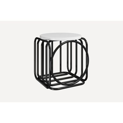 Кьюб Раунд (Cube Round), Основной цвет: БЕЛЫЙ/ЧЕРНЫЙ, Ширина: 450, Высота: 470, Глубина: 450, Цвет опоры: Черный, Артикул: Малонpost-test