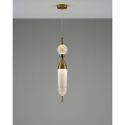 Светильник подвесной светодиодный Модерли В10916-ПЛ Кэндл (Moderli V10916-PL Candle), Количество ламп: 2, Основной цвет: Золото, Ширина: 100, Высота: 1700, Глубина: 10, Материал: Стекло, Каркас: Металл, Вес: 1,2, Объем: 0,12post-test