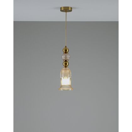 Светильник подвесной  Модерли В10907-П Глэси (Moderli V10907-P Glassy), Количество ламп: 1, Основной цвет: Золото, Ширина: 120, Высота: 1480, Глубина: 12, Материал: Стекло, Каркас: Металл, Вес: 1,5, Объем: 0,12post-test